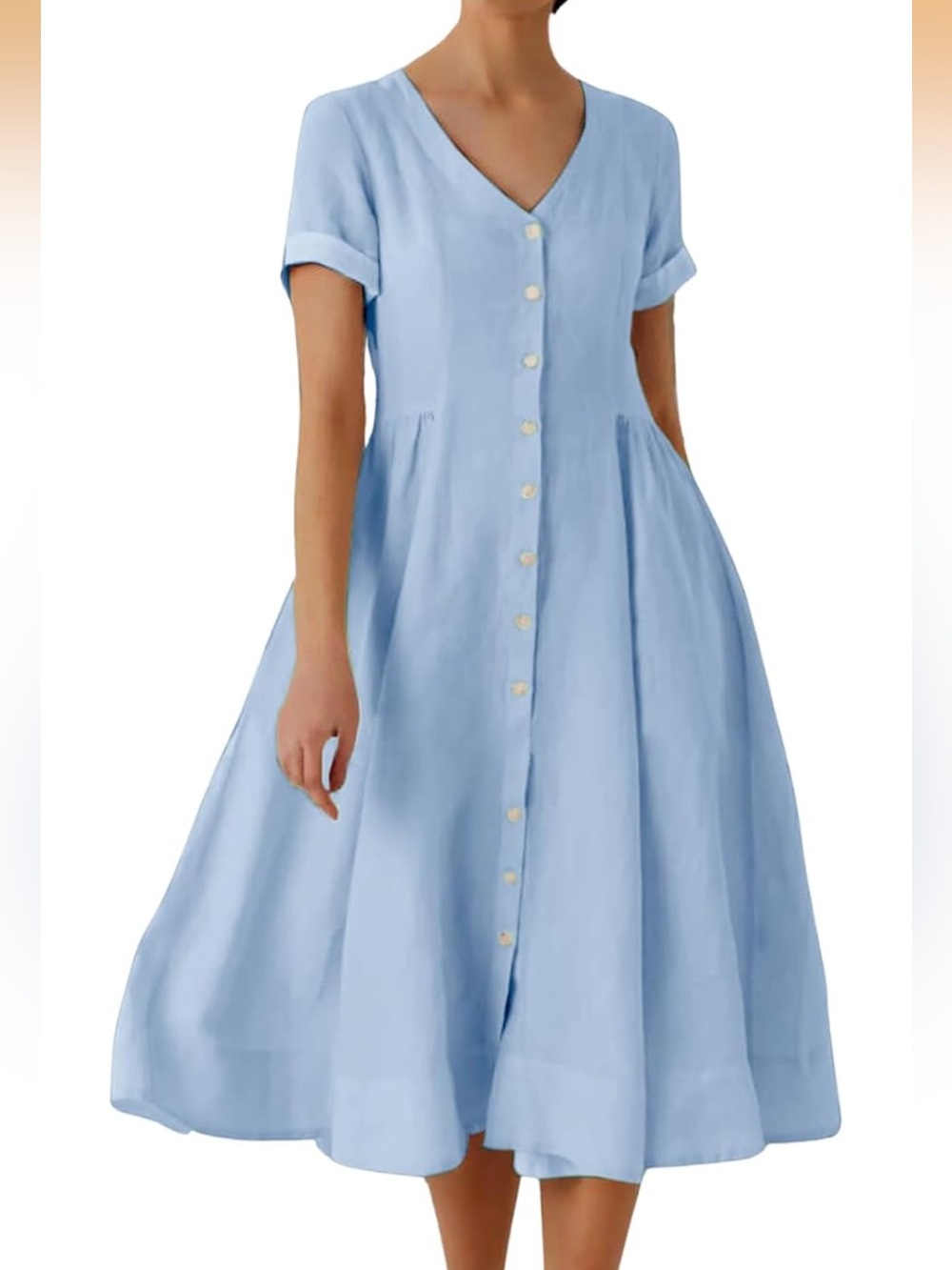 Light Blue 100% Cotton Women's Dress Size Medium Classic fit